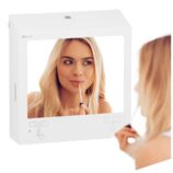 Pojemnik na ręczniki składane z bezdotykowym automatycznym dozownikiem mydła w pianie i z lustrem ze stali SuperMirror „3 w 1" MERIDA STELLA SLIM WHITE LINE COMBO, biały