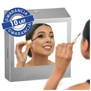 Pojemnik na ręczniki składane z bezdotykowym automatycznym dozownikiem mydła w pianie i z lustrem ze stali SuperMirror „3 w 1" MERIDA STELLA SLIM COMBO, stal matowa