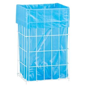 Kosz siatkowy stojący o poj. 47 l, wykonany z prętów powlekanych białym polietylenem