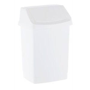 Kosz na odpady z uchylną pokrywą z tworzywa sztucznego o poj. 25 l, kolor BIAŁY