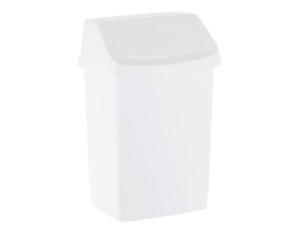 Kosz na odpady z uchylną pokrywą z tworzywa sztucznego o poj. 25 l, kolor BIAŁY
