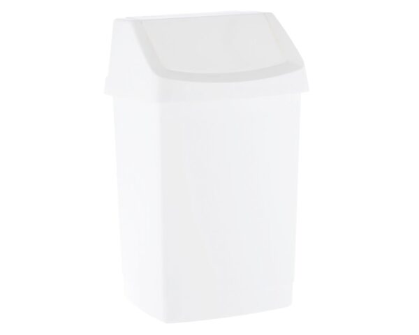 Kosz na odpady z uchylną pokrywą z tworzywa sztucznego o poj. 50 l, kolor BIAŁY