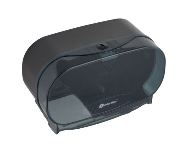 Pojemnik na dwie rolki papieru toaletowego bez gilzy MERIDA ONE, tworzywo ABS, czarny Pojemnik na dwie rolki papieru toaletowego bez gilzy MERIDA ONE, tworzywo ABS, czarny