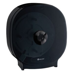 Pojemnik na cztery rolki papieru toaletowego bez gilzy MERIDA ONE czarny za 75 zł netto przy zakupie 2 kartonów papiery toaletowego MERIDA OPTIMUM POB301 (36 x 85 m = 3060 m, 12 240 listków)