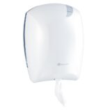 Pojemnik na papier toaletowy lub ręczniki w roli w systemie listkowym CENTER PULL, tworzywo ABS, biały