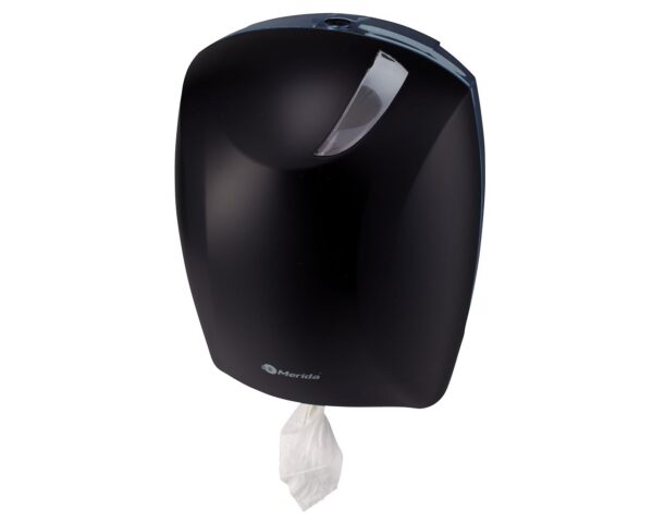 Pojemnik na papier toaletowy lub ręczniki w roli w systemie listkowym CENTER PULL, tworzywo ABS, czarny Pojemnik na papier toaletowy lub ręczniki w roli w systemie listkowym CENTER PULL, tworzywo ABS, czarny