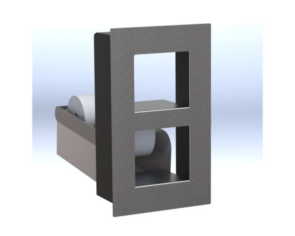 Wnękowy pojemnik na dwie małe rolki papieru toaletowego, MERIDA DRAGON, stal matowa Wnękowy pojemnik na dwie małe rolki papieru toaletowego, MERIDA DRAGON, stal matowa