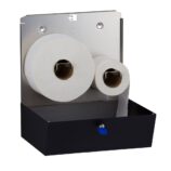 Pojemnik na papier toaletowy MERIDA STELLA DUO BLACK LINE z uchwytem na resztkę rolki papieru, średnica papieru do 20 cm, czarny