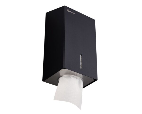 Pojemnik na papier toaletowy w listkach MERIDA STELLA BLACK LINE, pojemność do 450 szt., czarny Pojemnik na papier toaletowy w listkach MERIDA STELLA BLACK LINE, pojemność do 450 szt., czarny