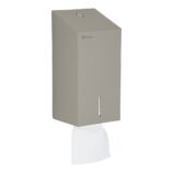 Pojemnik na papier toaletowy w listkach MERIDA STELLA STONE GREY LINE, pojemność do 450 szt., szary kamienny