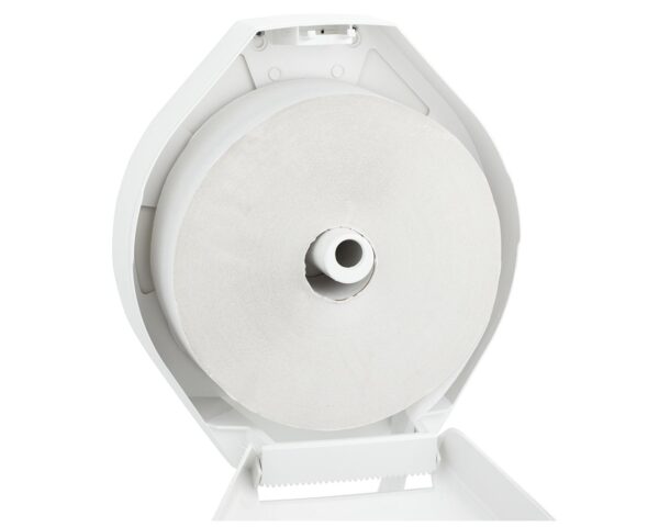 Pojemnik na papier toaletowy MERIDA TOP MEGA, tworzywo ABS, biały, okienko niebieskie Pojemnik na papier toaletowy MERIDA TOP MEGA, tworzywo ABS, biały, okienko niebieskie