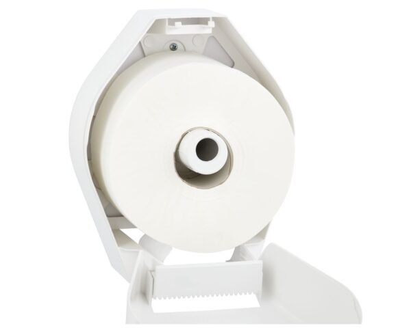 Pojemnik na papier toaletowy MERIDA TOP MINI, tworzywo ABS, biały, okienko szare Pojemnik na papier toaletowy MERIDA TOP MINI, tworzywo ABS, biały, okienko szare