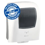 Mechaniczny podajnik ręczników MERIDA ONE biały za 125 zł netto przy zakupie 2 kartonów ręczników MERIDA TOP AUTOMATIC RAB312 (12 x 240 m = 2 800 m, 11 292 listki)