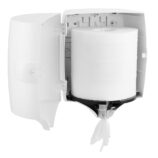 Pojemnik na ręczniki w rolach w systemie listkowym MERIDA ONE CENTER PULL, tworzywo ABS, biały