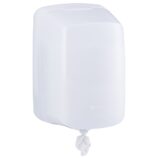 Pojemnik na ręczniki papierowe w roli w systemie listkowym MERIDA HARMONY CENTER PULL, tworzywo, biały transparentny