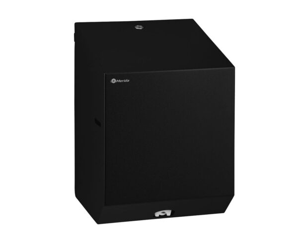 Pojemnik na ręczniki papierowe w rolach lub papier toaletowy w systemie listkowym MERIDA STELLA BLACK LINE MINI, czarny Pojemnik na ręczniki papierowe w rolach lub papier toaletowy w systemie listkowym MERIDA STELLA BLACK LINE MINI, czarny