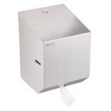 Pojemnik na ręczniki papierowe w rolach lub papier toaletowy w systemie listkowym MERIDA STELLA MINI, stal matowa