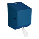 Pojemnik na ręczniki papierowe w rolach lub papier toaletowy w systemie listkowym MERIDA STELLA BLUE LINE MINI, niebieski