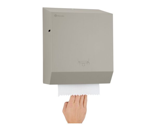 Mechaniczny podajnik ręczników papierowych w rolach MERIDA STELLA STONE GREY LINE, szary kamienny Mechaniczny podajnik ręczników papierowych w rolach MERIDA STELLA STONE GREY LINE, szary kamienny