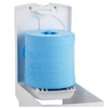 Pojemnik na ręczniki papierowe w rolach MERIDA TOP MAXI, tworzywo ABS, biały, okienko niebieskie