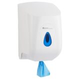 Pojemnik na ręczniki papierowe w rolach MERIDA TOP MAXI, tworzywo ABS, biały, okienko niebieskie