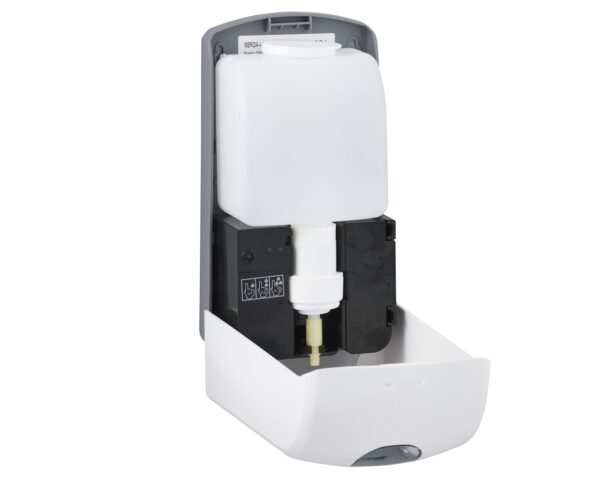 Bezdotykowy automatyczny dozownik mydła w płynie MERIDA ONE, pojemność zbiornika 1000 ml, tworzywo ABS, biały Bezdotykowy automatyczny dozownik mydła w płynie MERIDA ONE, pojemność zbiornika 1000 ml, tworzywo ABS, biały