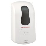 Bezdotykowy automatyczny dozownik płynu dezynfekcyjnego w sprayu MERIDA ONE na jednorazowe wkłady 1000 ml, tworzywo ABS, biały