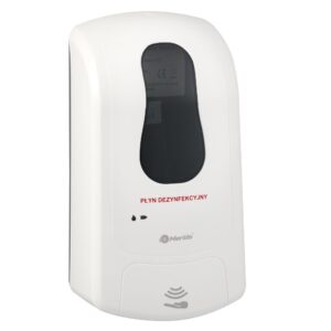 Bezdotykowy automatyczny dozownik płynu dezynfekcyjnego w sprayu MERIDA ONE na jednorazowe wkłady 1000 ml, tworzywo ABS, biały