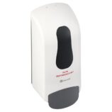 Dozownik płynu dezynfekcyjnego MERIDA ONE na jednorazowe wkłady 700 ml z płynem dezynfekcyjnym MERIDA POLANA DDR+, tworzywo ABS, biały