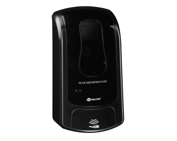 Bezdotykowy automatyczny dozownik płynu dezynfekcyjnego w sprayu MERIDA ONE na jednorazowe wkłady 1000 ml, tworzywo ABS, czarny