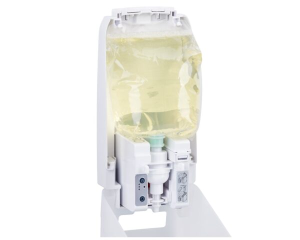 Bezdotykowy automatyczny dozownik mydła w pianie MERIDA HARMONY na jednorazowe wkłady 800 ml, tworzywo, biały transparentny Bezdotykowy automatyczny dozownik mydła w pianie MERIDA HARMONY na jednorazowe wkłady 800 ml, tworzywo, biały transparentny