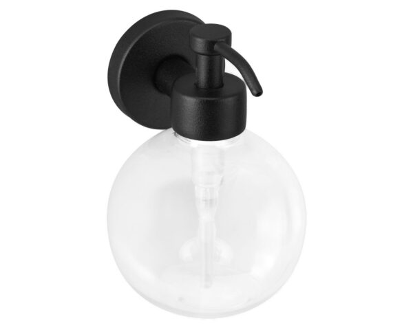 Dozownik mydła w płynie z pojemnikiem w kształcie kuli mocowany do ściany MERIDA STELLA BLACK LINE, pojemność zbiornika 150 ml, czarny