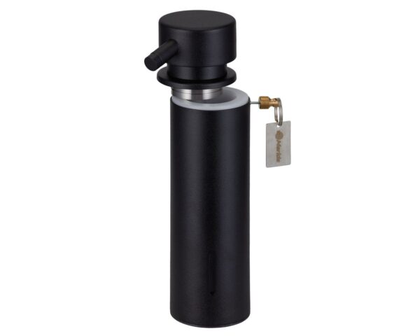 Dozownik mydła w płynie mocowany do blatu MERIDA STELLA BLACK LINE, pojemność zbiornika 300 ml, czarny Dozownik mydła w płynie mocowany do blatu MERIDA STELLA BLACK LINE, pojemność zbiornika 300 ml, czarny