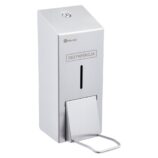 Dozownik płynu dezynfekcyjnego w sprayu z przyciskiem łokciowym MERIDA STELLA, pojemność zbiornika 800 ml, stal matowa