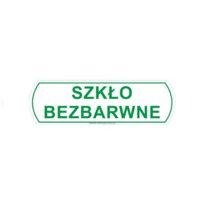 Naklejka na kosz do segregacji - szkło bezbarwne, duża, wymiar 14,5 X 4,4 cm