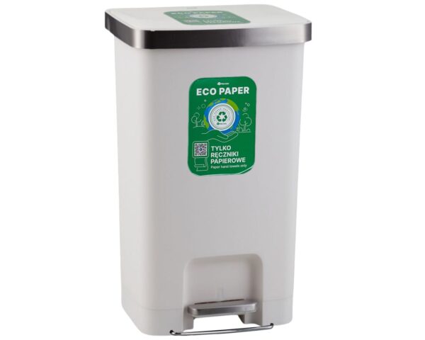 Kosz pedałowy MERIDA ECO PAPER, pojemność 50 l, tworzywo sztuczne, biały