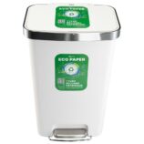 Kosz pedałowy MERIDA ECO PAPER, pojemność 50 l, tworzywo sztuczne, biały