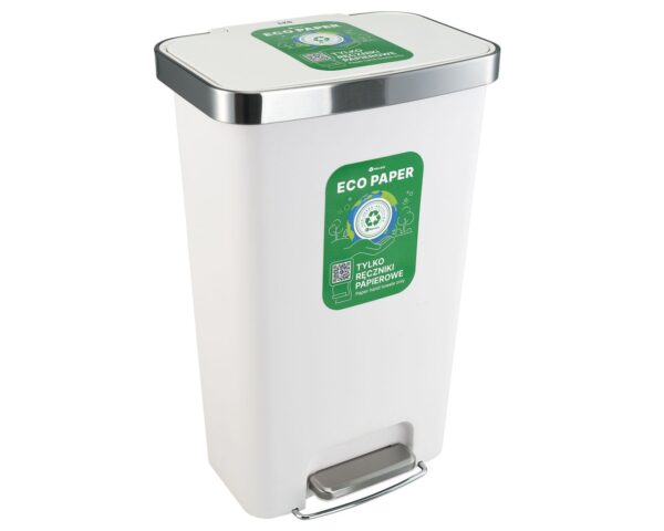 Kosz pedałowy MERIDA ECO PAPER, pojemność 50 l, tworzywo sztuczne, biały Kosz pedałowy MERIDA ECO PAPER, pojemność 50 l, tworzywo sztuczne, biały
