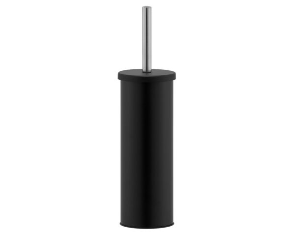 Szczotka WC tuba stojąca z przykrywką, metalowa, czarna (matowa)