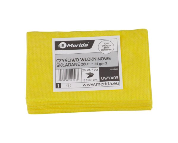Czyściwo włókninowe w listkach, ŻÓŁTE, 25 x 40 cm, paczka 20 szt.