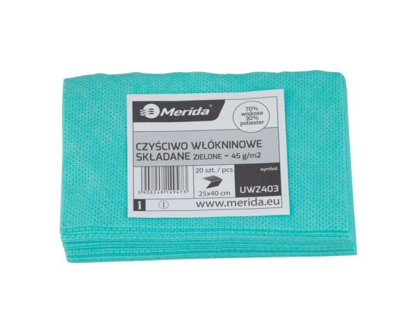 Czyściwo włókninowe w listkach, ZIELONE, 25 x 40 cm, paczka 20 szt.
