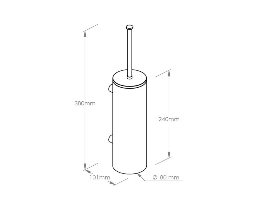 Szczotka do WC z uchwytem mocowanym do ściany, tuba z przykrywką, MERIDA STELLA BLACK LINE, czarna