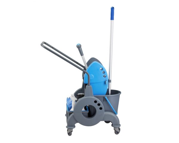 Wózek jednowiadrowy 15 l z kuwetą 8 l, niebieska prasa Wózek jednowiadrowy 15 l z kuwetą 8 l, niebieska prasa