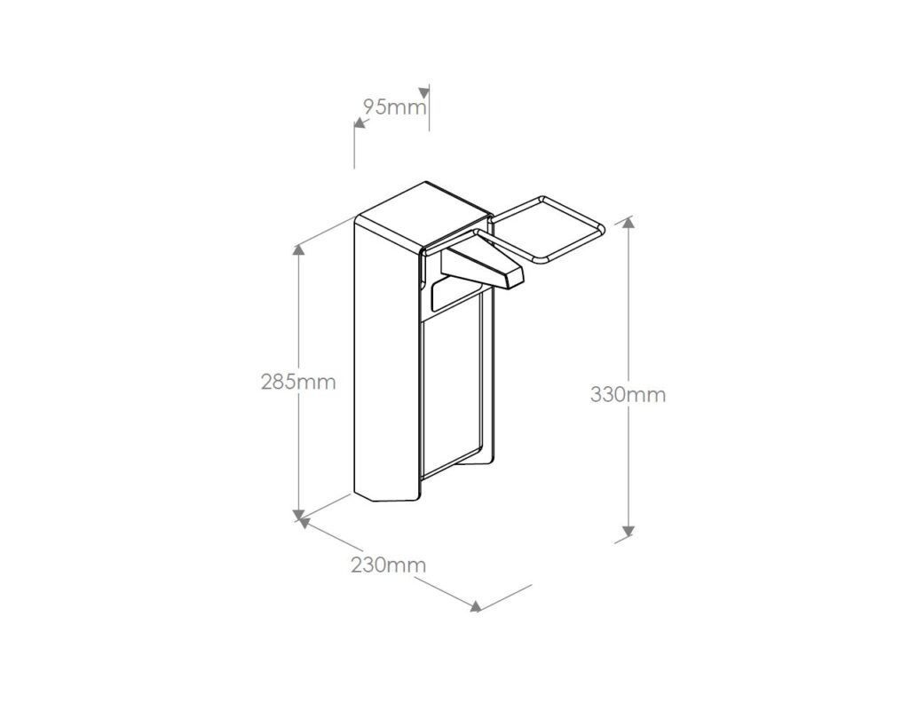 Dozownik płynu dezynfekcyjnego z przyciskiem łokciowym, pojemność zbiornika 1000 ml, metalowy