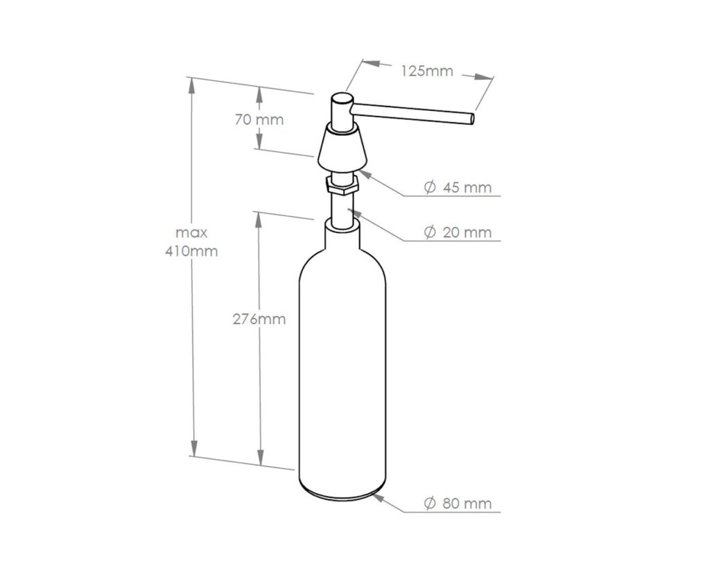 Dozownik mydła w płynie blatowy STOŻEK, pojemność zbiornika 1000 ml, polerowany