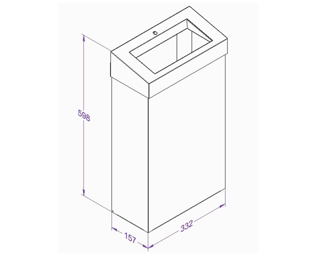 Kosz na odpady otwarty MERIDA STELLA SLIM, pojemność 27 l., stal matowa