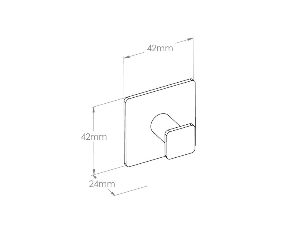 Wieszak pojedynczy KWADRAT matowy, jednopunktowe mocowanie, matowy