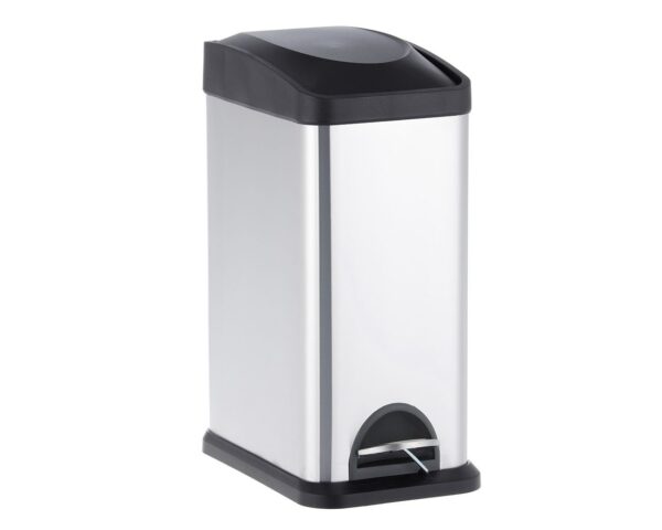 Kosz pedałowy do segregacji, jednokomorowy, 15 l, stal matowa