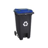 Kosz na odpady SZARY, na kółkach, otwierany przyciskiem pedałowym 120 l, bez pokrywy