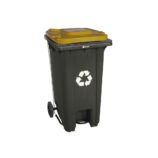 Kosz na odpady SZARY, na kółkach, otwierany przyciskiem pedałowym 120 l, bez pokrywy